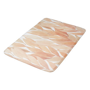 Peach Blush Foliage Watercolor Pastel Tones Bath Mat