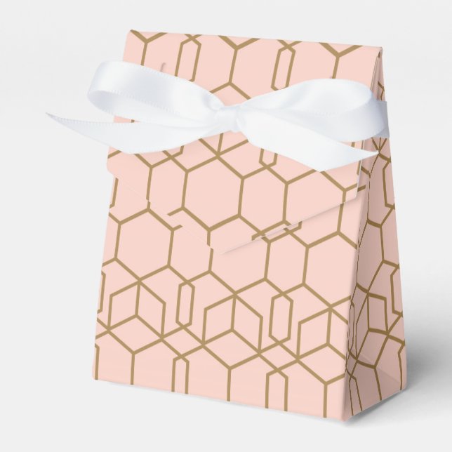 Peach Blush & Gold Modern Boho Geometric Glam Favour Box (Front Side)