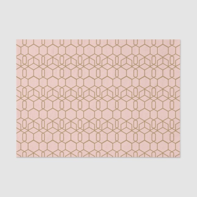 Peach Blush & Gold Modern Boho Geometric Glam Tissue Paper (Front)