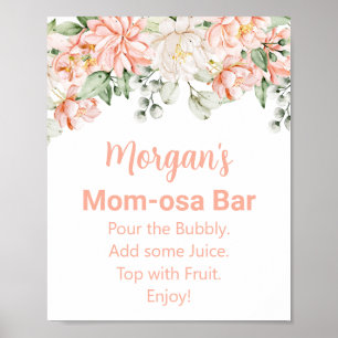 Peach Blush Ivory Baby Shower Mum-osa Bar Sign