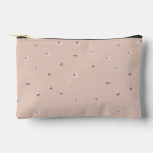 Peach Blush Japanese Cherry Blossom Floral Pattern Accessory Pouch