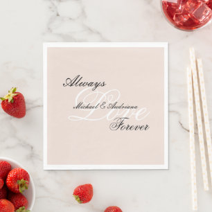 Peach Blush Love Always Wedding Napkin