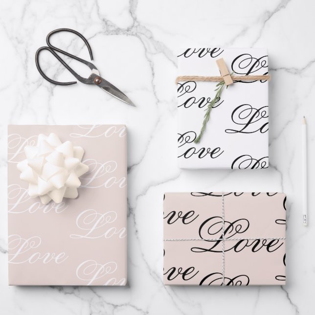 Peach Blush Love Always Wedding Wrapping Paper Sheet (Front)