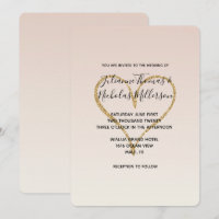 Peach Blush Ombre Gold Glitzy Heart