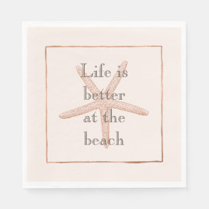 Peach Blush Orange Beach Starfish  Napkin