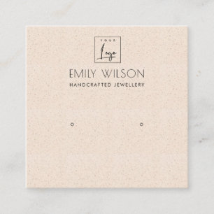 PEACH BLUSH PINK CERAMIC STUD EARRING DISPLAY LOGO SQUARE BUSINESS CARD