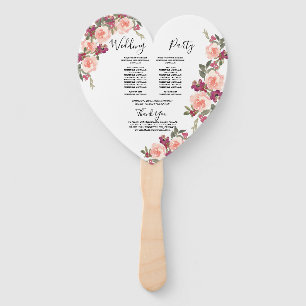 Peach Blush Pink Watercolor Roses Wedding Ceremony Hand Fan
