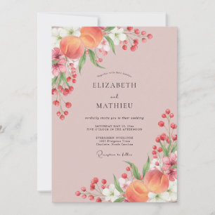 Peach Blush Romantic Bloom Wedding Invitation