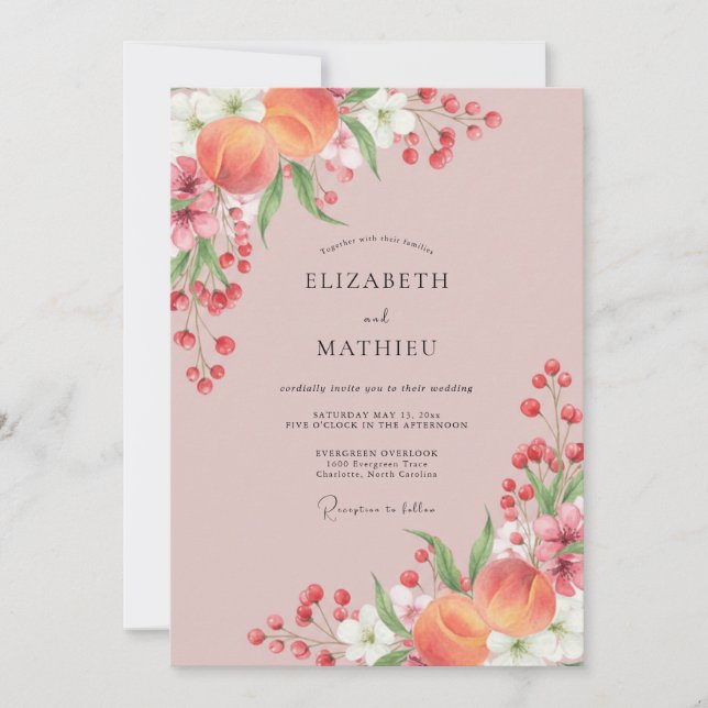 Peach Blush Romantic Bloom Wedding Invitation (Front)