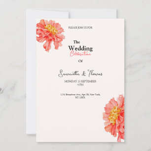 Peach Blush roses classy wedding invitation