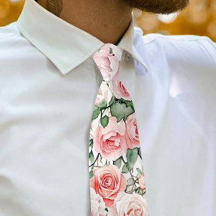 Peach Blush Roses Neck Tie