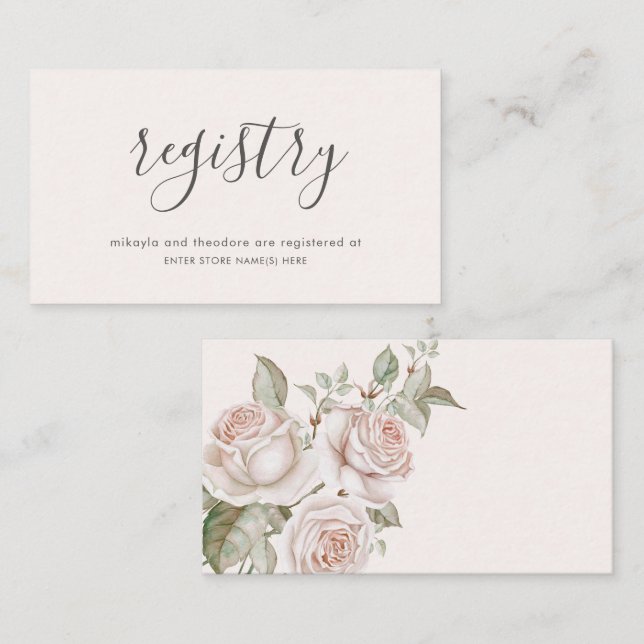 Peach Blush Roses Wedding Enclosure Card (Front/Back)