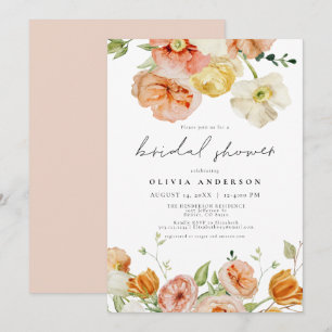 Peach & Blush Spring Floral Bridal Shower Invitation