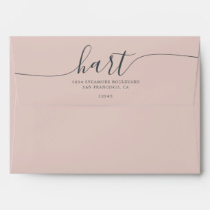 Peach Blush with Black Script Return Address Envelope
