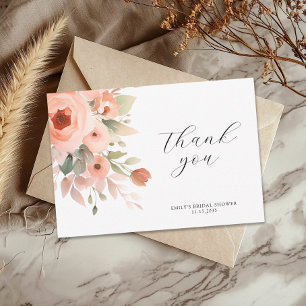 Peach Boho Floral Bridal Shower Thank You Card