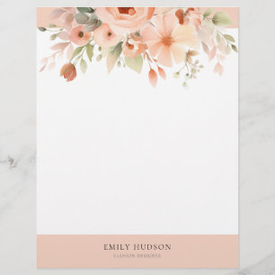 Peach Boho Floral Custom Letterhead