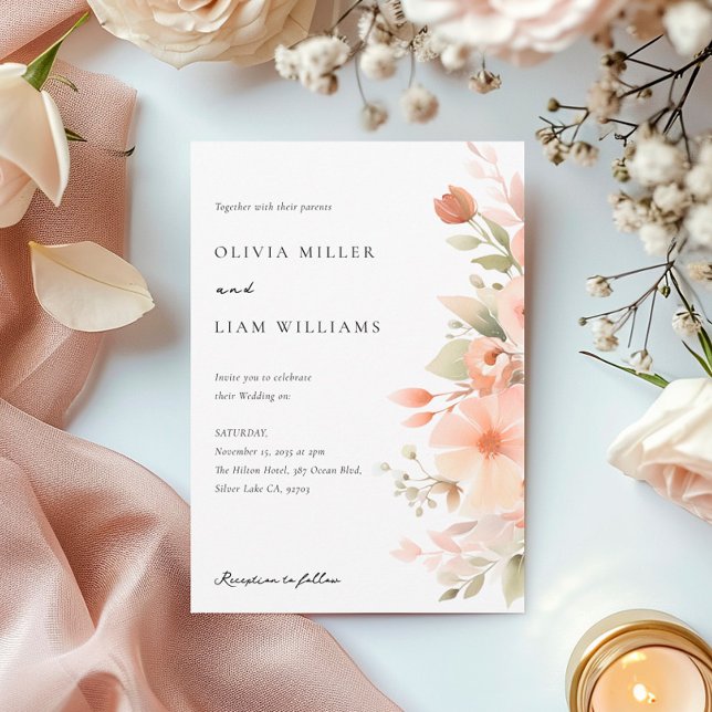 Peach Boho Floral Wedding Invitation (Creator Uploaded)