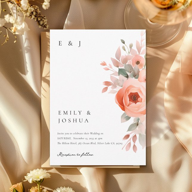Peach Boho Floral Wedding Invitation (Creator Uploaded)