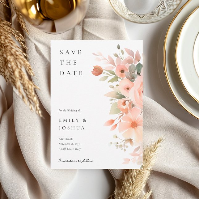 Peach Boho Floral Wedding Save The Date (Creator Uploaded)