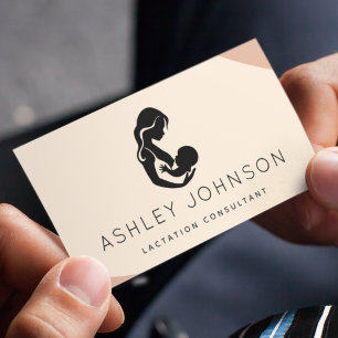 Peach Boho Lactation Consultant Mother Silhouette Business Card