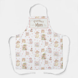 Peach Boho Purrfect Mum Cat Spring Hat Flowers Apron