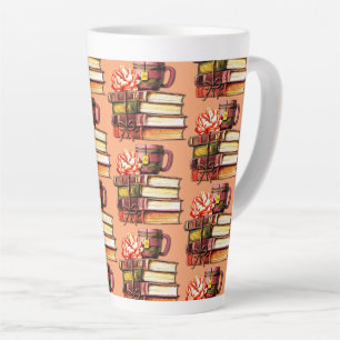 Peach Books And Tea Latte Mug