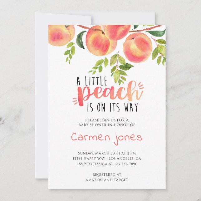 Peach Books Baby Shower Invitation (Front)