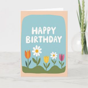 Peach Border Birthday Card