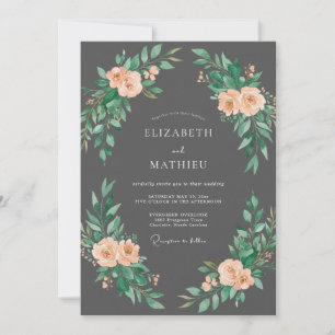 Peach Botanical Arch Flourish Wedding Invitation