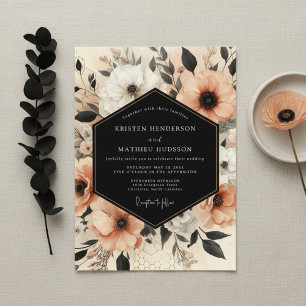Peach Botanical Elegance Wedding Invitation