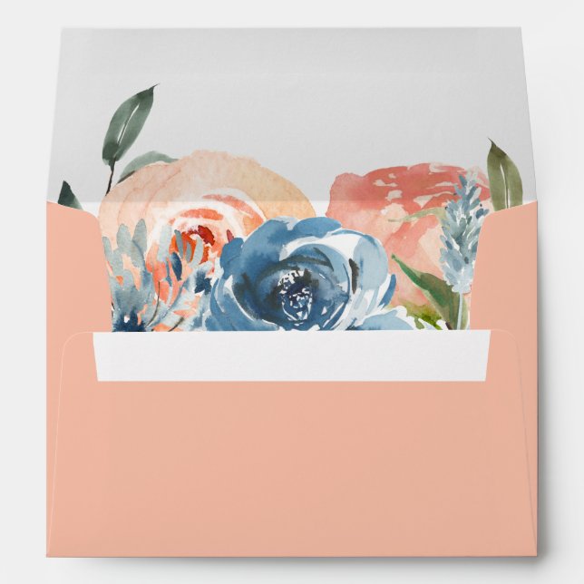 Peach Botanical Personalised Return Address Envelope (Back (Bottom))