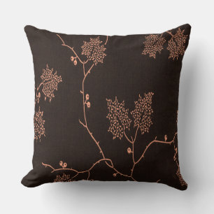 Peach Botanical Throw Pillow