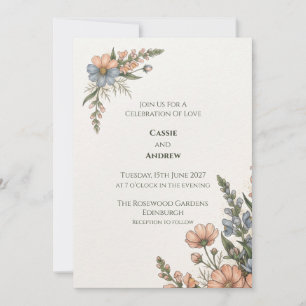Peach Botanical Wedding Invitation