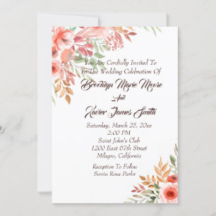 Peach Bouquet Wedding Invitation