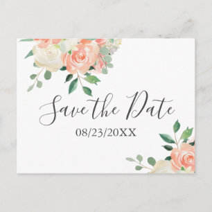 Peach Bouquet Wedding Save the Date Postcard