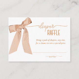 Peach Bow Baby Showe Enclosure Card