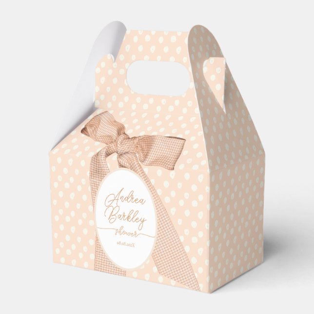 Peach Bow Baby Shower Favour Box (Front Side)