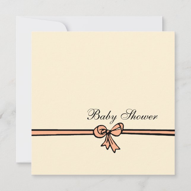 Peach Bow-Baby Shower Invitation (Front)