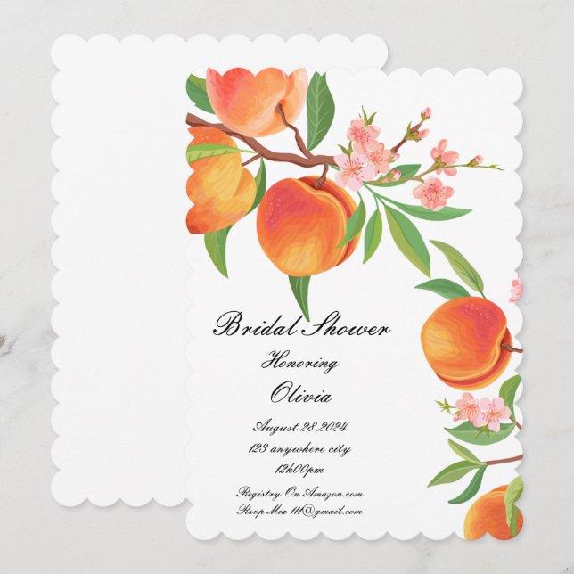 PEACH BRIDAL SHOWER INVITATION (Front/Back)