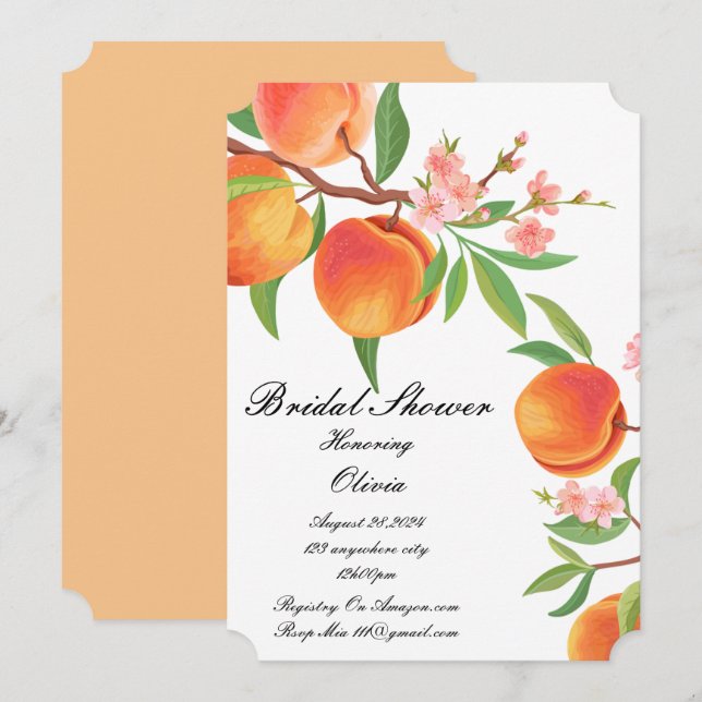 PEACH BRIDAL SHOWER INVITATION (Front/Back)