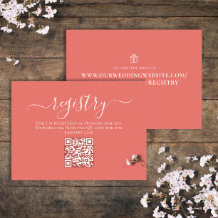 Peach Bridal Shower QR Code Gift Registry Script Enclosure Card