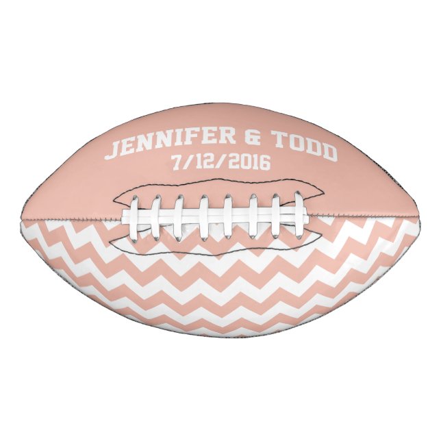 Peach Bride and Grooms Custom Football (Front)