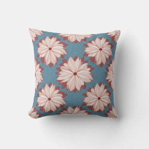 Peach Brown Floral Cushion