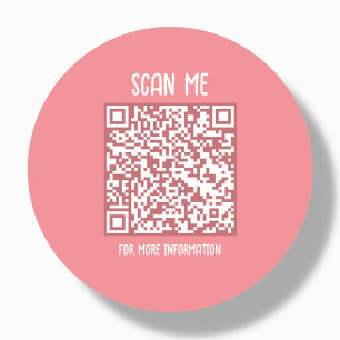 Peach   Business QR Code Scannable Classic Round Sticker