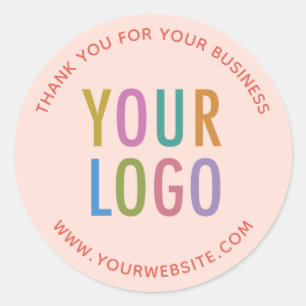 Peach Business Thank You Stickers Custom Logo