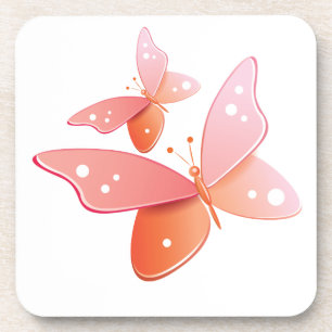Peach Butterflies Coaster