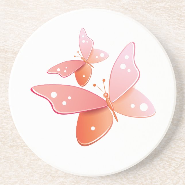 Peach Butterflies Coaster (Front)