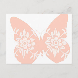 Peach Butterfly Floral Postcard