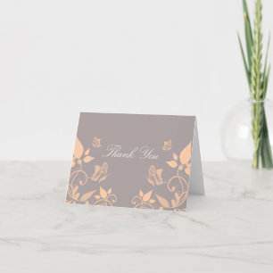 Peach Butterfly Floral Thank You Card