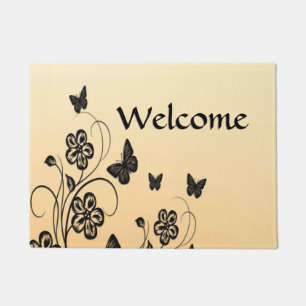 Peach Butterfly Garden welcome Doormat